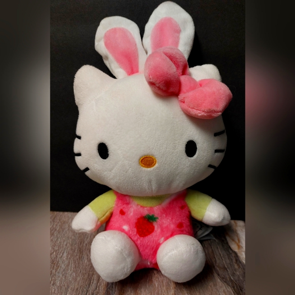 SANRIO HELLO KITTY EASTER BUNNY RABBIT PLUSH STRAWBERRY DOLL 11” 2023